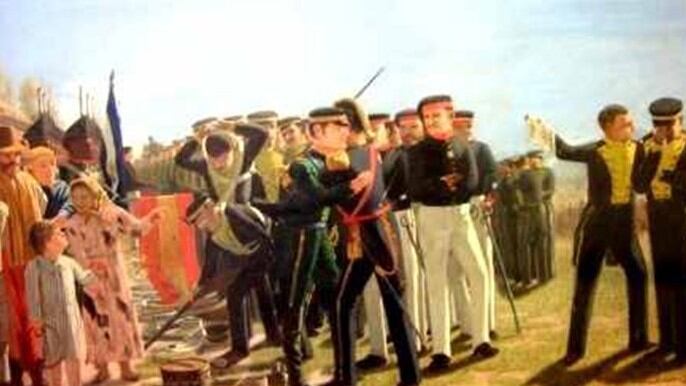 Belgrano saluda a Tristán en la rendición.