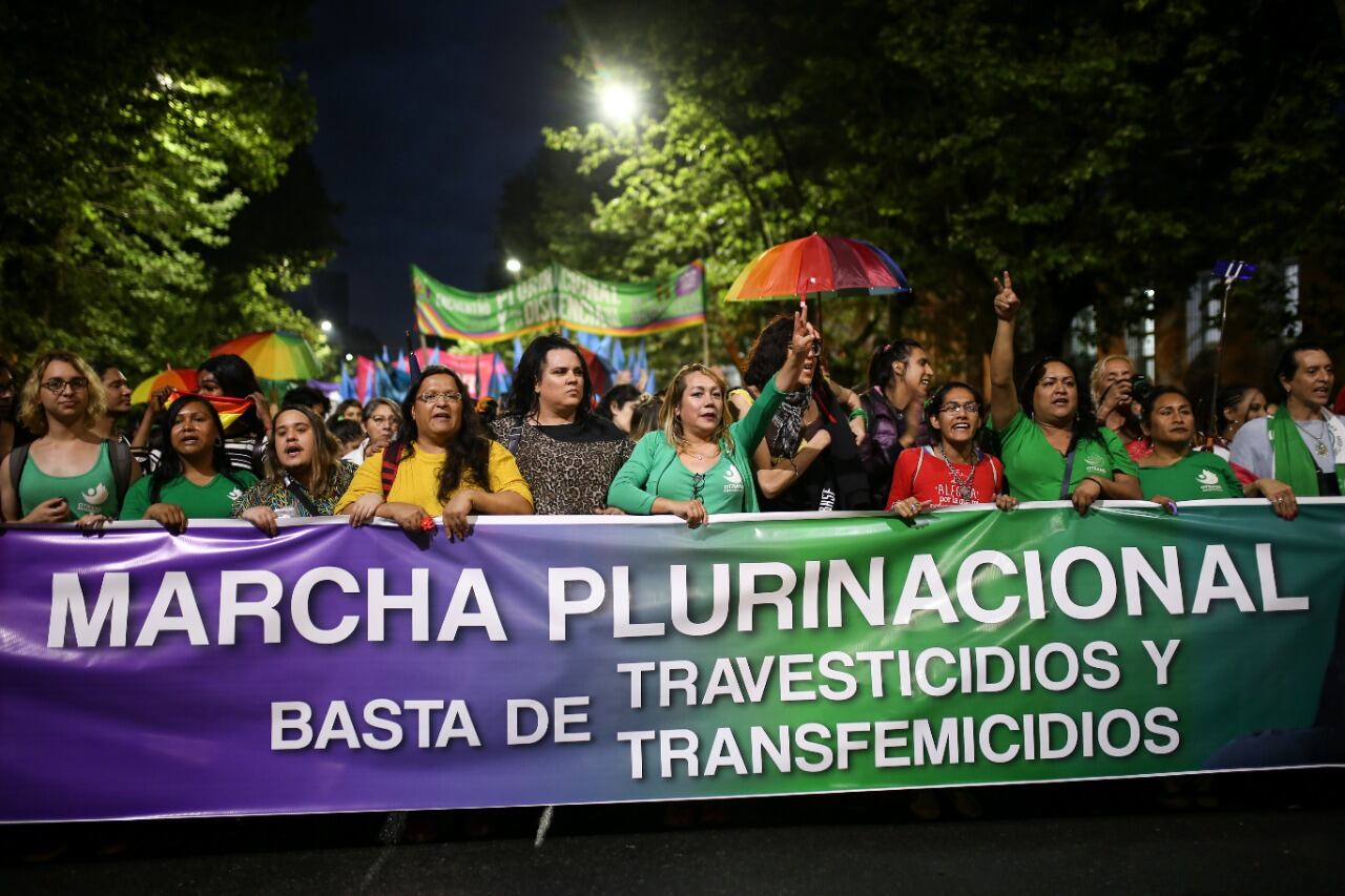 Marcha contra los travesticidios en el Encuentro en Trelew, 2018