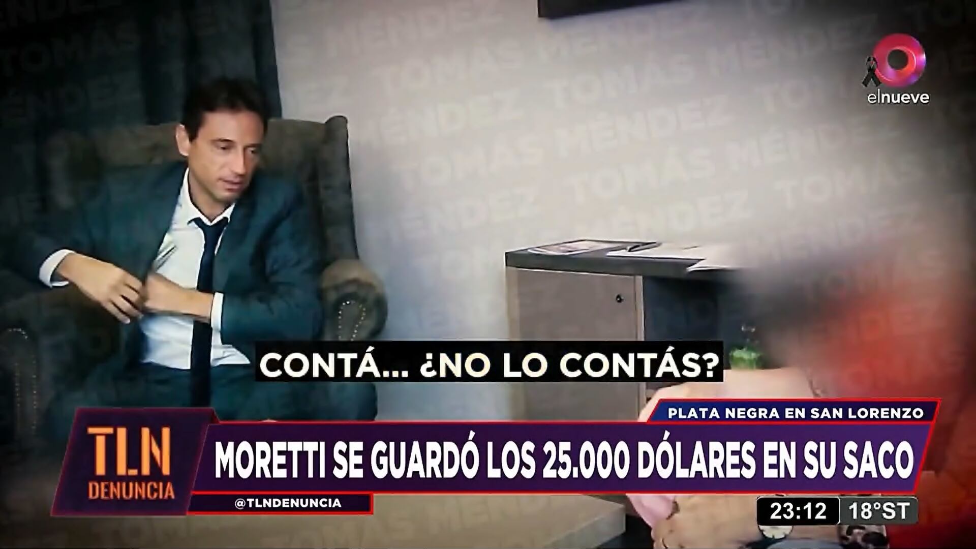 Moretti ya se guardó los dólares en el saco.