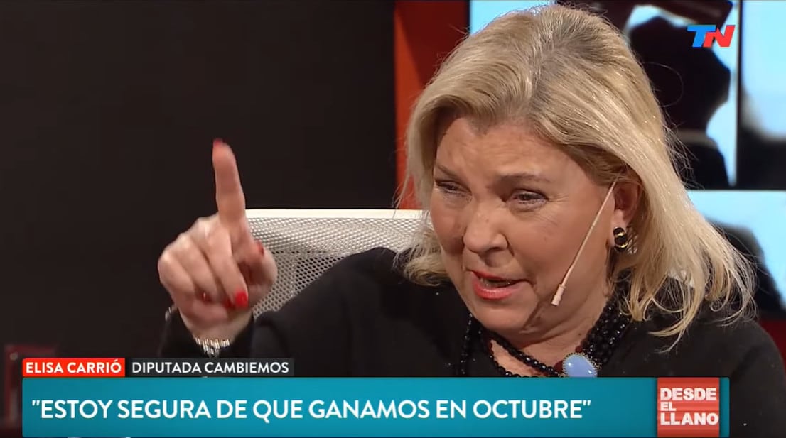 Carrió volvió a prometer que el oficialismo va a ganar las elecciones.