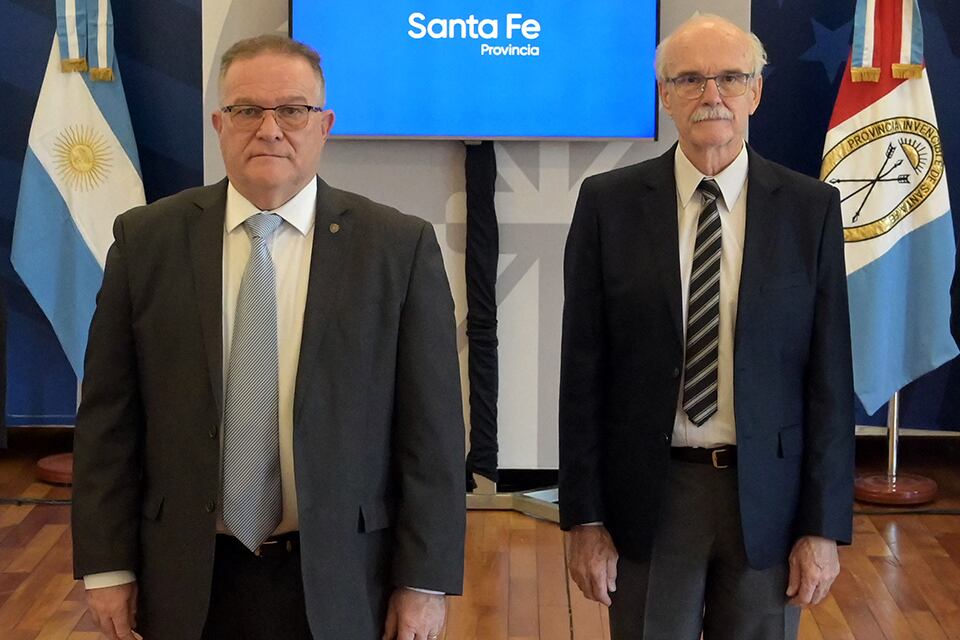 El ministro de Seguridad Lagna y el secretario Bortolozzi.