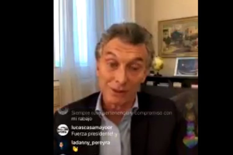 Macri, durante su conferencia por Instagram.