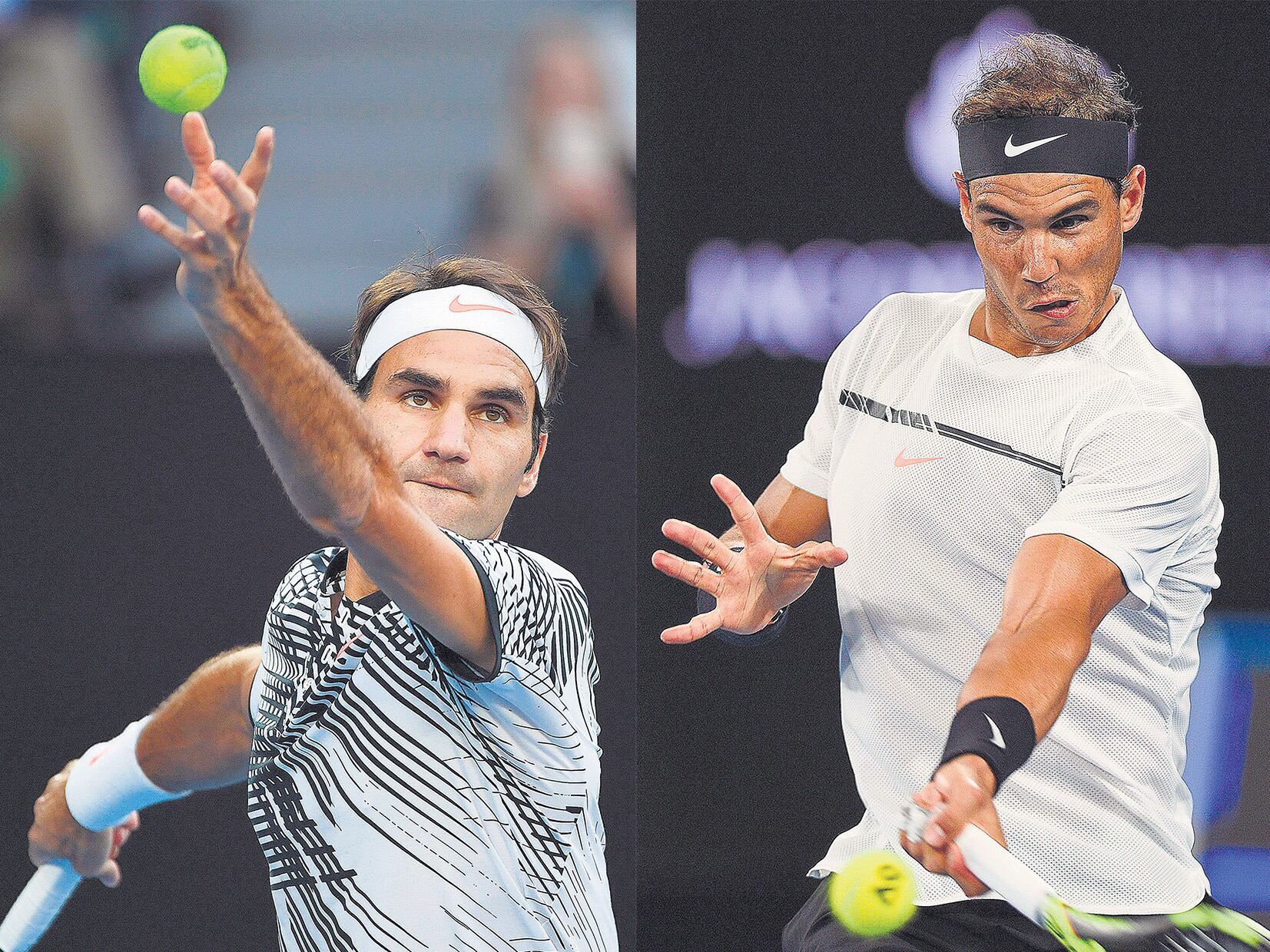 Federer, ganador de dieciséis títulos grandes, y Nadal, que logró catorce.