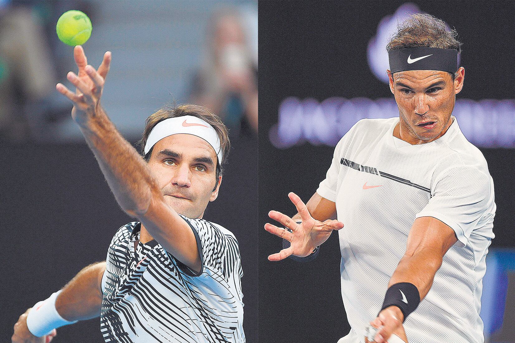 Federer, ganador de dieciséis títulos grandes, y Nadal, que logró catorce.
