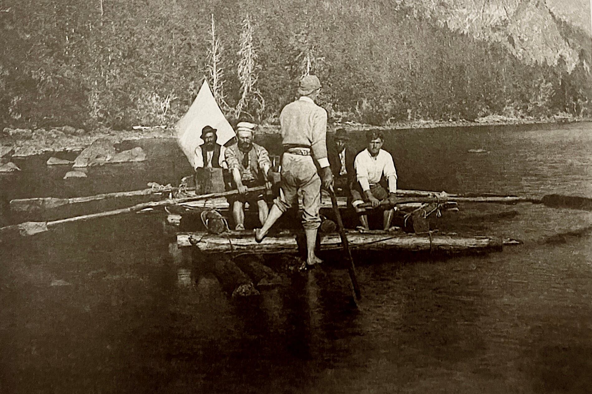 Francisco P. Moreno, Navegando el Río Traful, 1898.