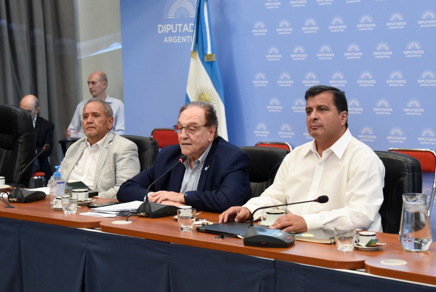 Sergio Palazzo, Carlos Heller y Marcelo Casaretto en la Comisión de Presupuesto.