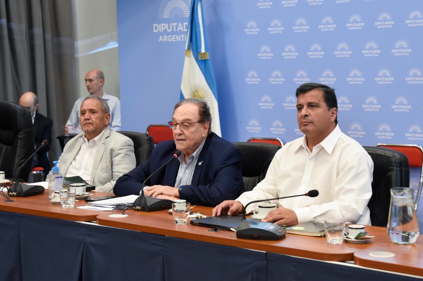 Sergio Palazzo, Carlos Heller y Marcelo Casaretto en la Comisión de Presupuesto.
