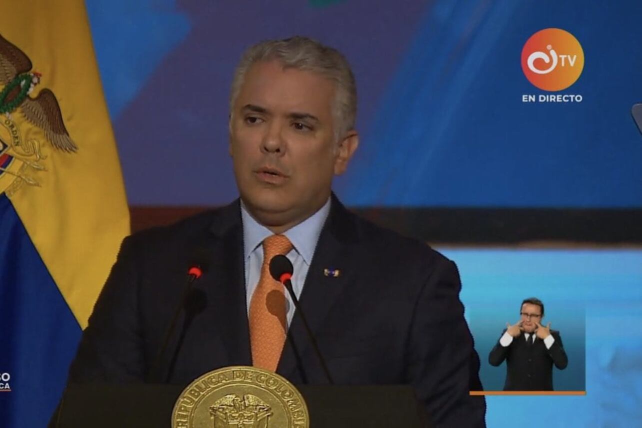 El presidente de Colombia, Iván Duque, durante su discurso ante el Congreso. Foto: Presidencia de Colombia