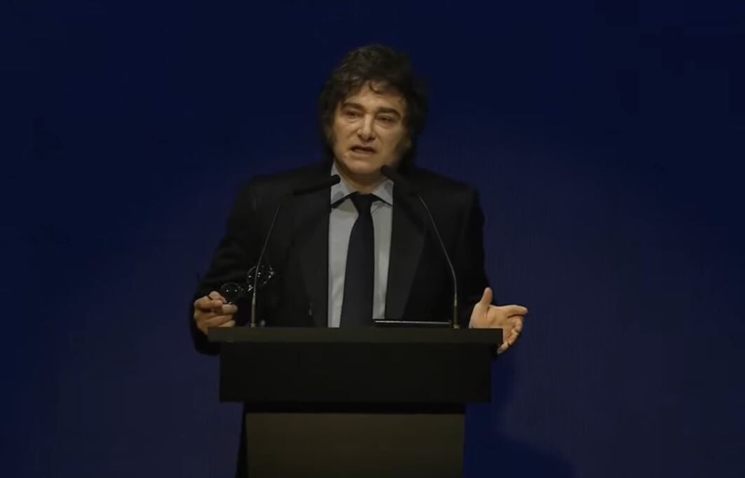 Milei, durante el acto en la Cámara Argentina de Comercio y Servicios