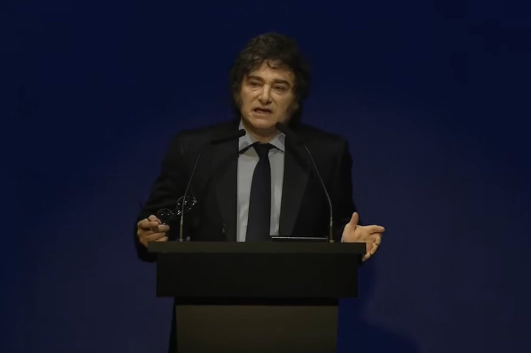 Milei, durante el acto en la Cámara Argentina de Comercio y Servicios