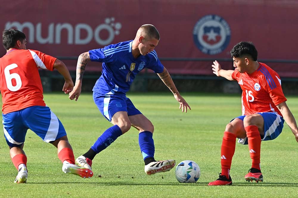 Mastantuono, durante uno de los partidos de la Sub 20 de este año.
