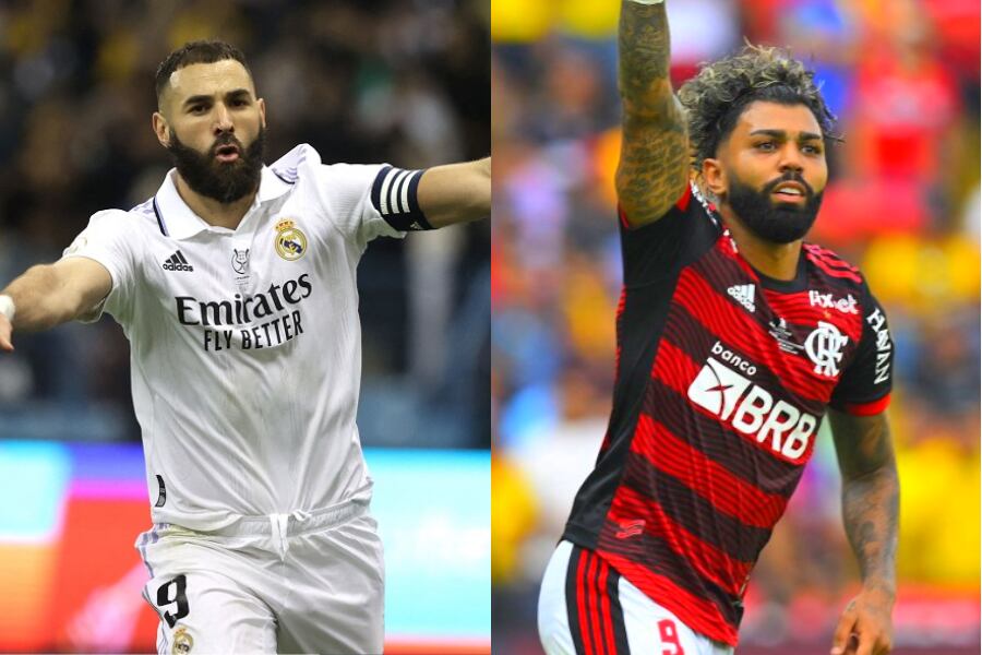 Karim Benzema y Gabriel Barbosa, delanteros del Real Madrid y Flamengo respectivamente.