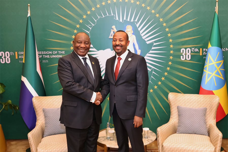 El Presidente de Sudáfrica Cyril Ramaphosa junto al Primer Ministro de Etiopía Abiy Ahmed.