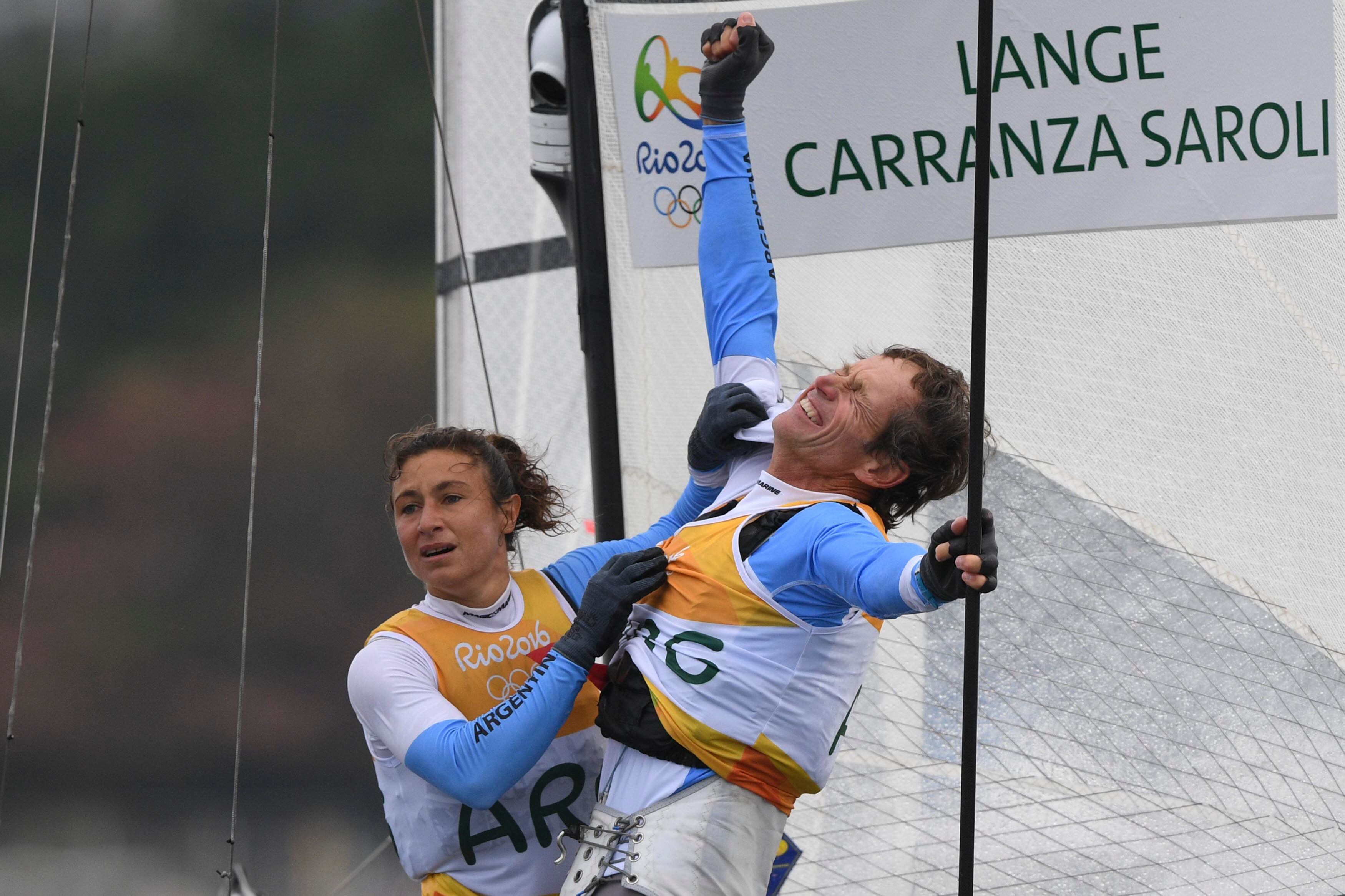 Cecilia Carranza y Santiago Lange, durante la épica conquista en Río 2016.
