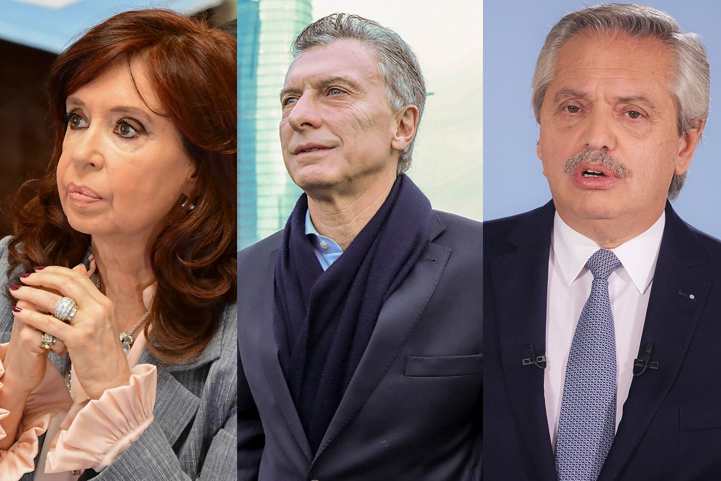 Cristina Kirchner, Mauricio Macri y Alberto Fernández.