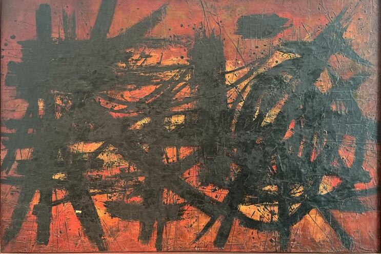 La muestra reúne un conjunto de óleos, tintas y acuarelas realizados por Sakai entre los '50 y los '90.