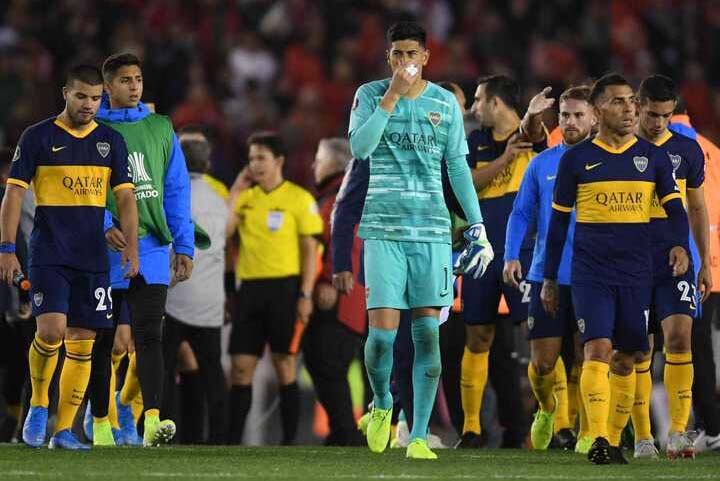 Caras largas en Boca tras la derrota con River por la Copa Libertadores.