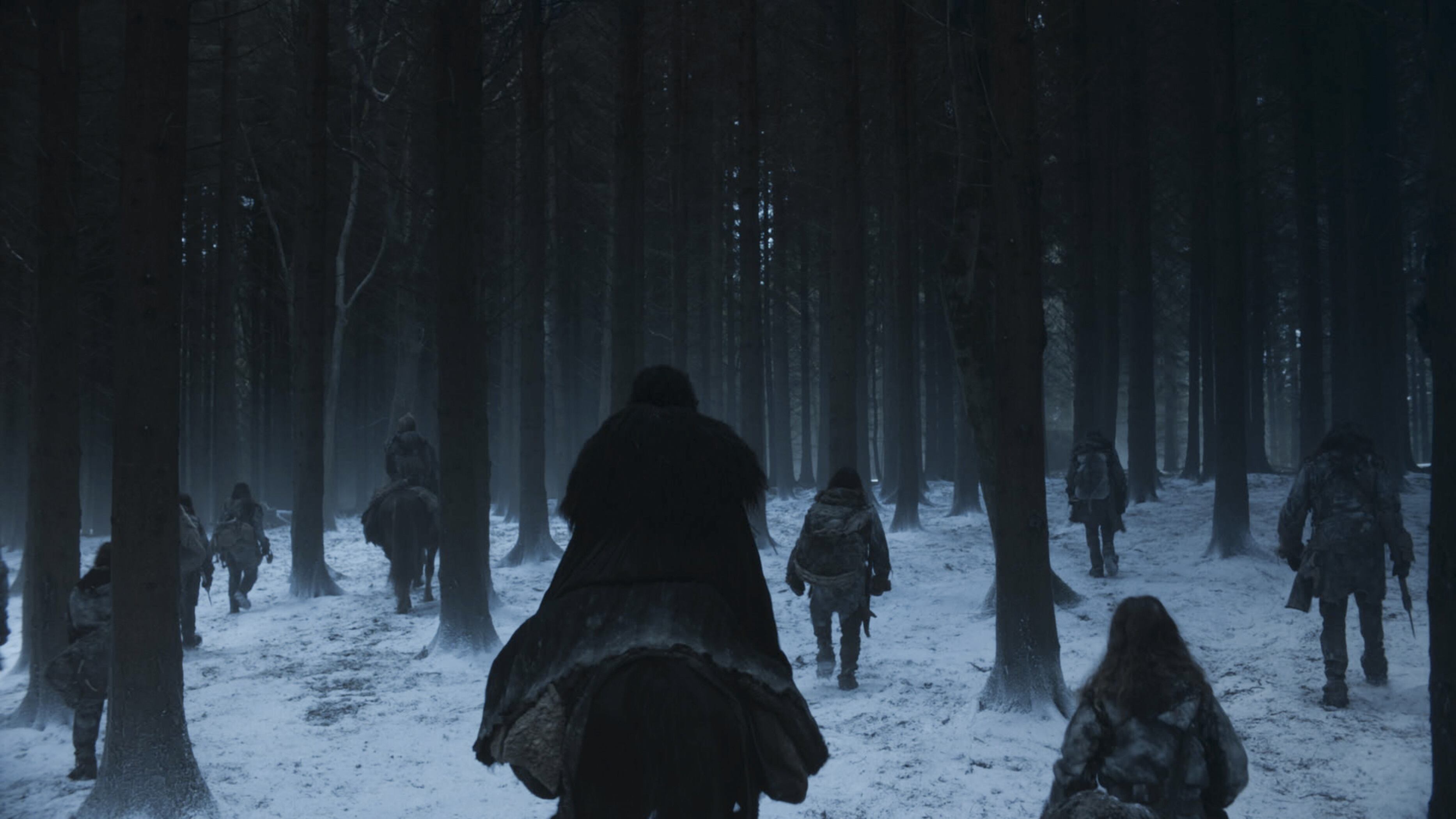 Jon Snow perdiéndose en el bosque más allá del Muro, la última imagen de GoT.  