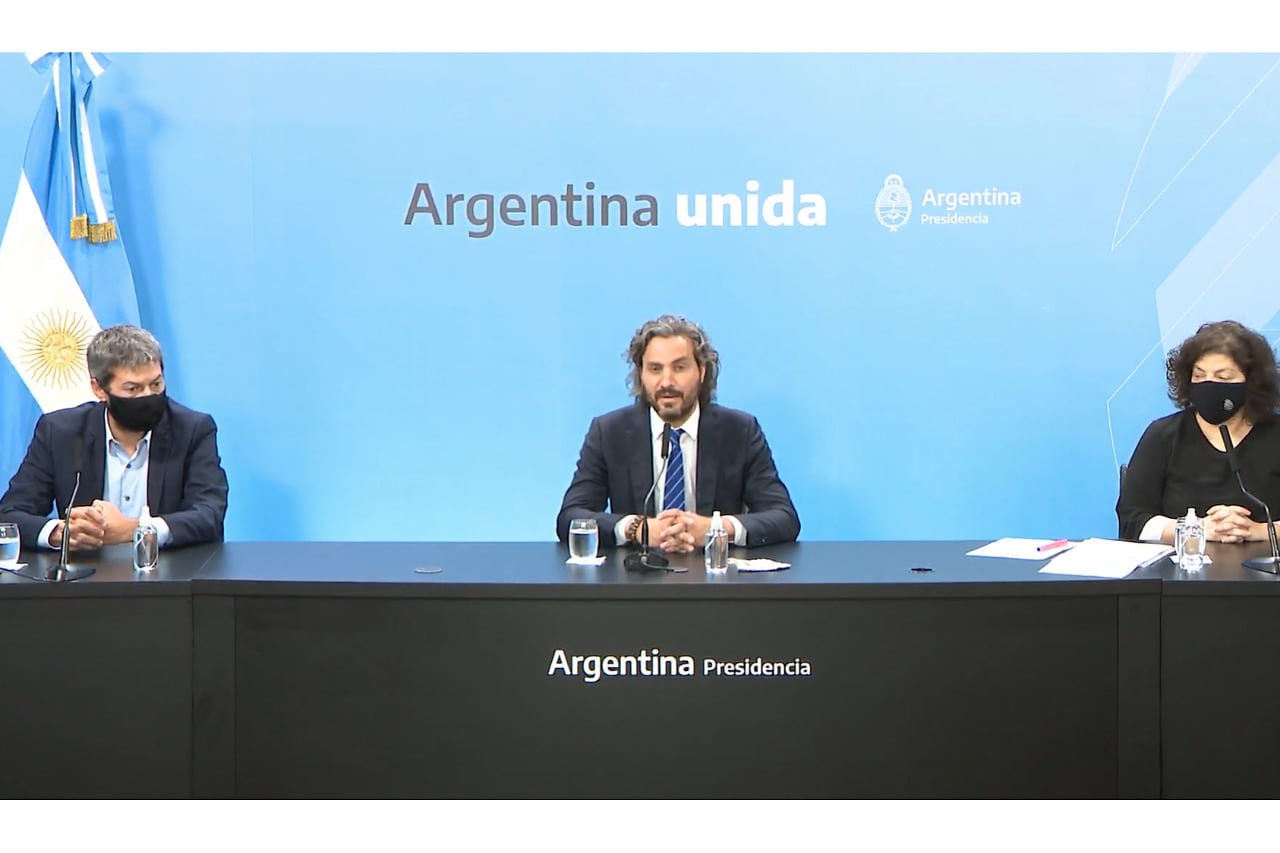 Matías Lammens, Santiago Cafiero y Carla Vizzotti.