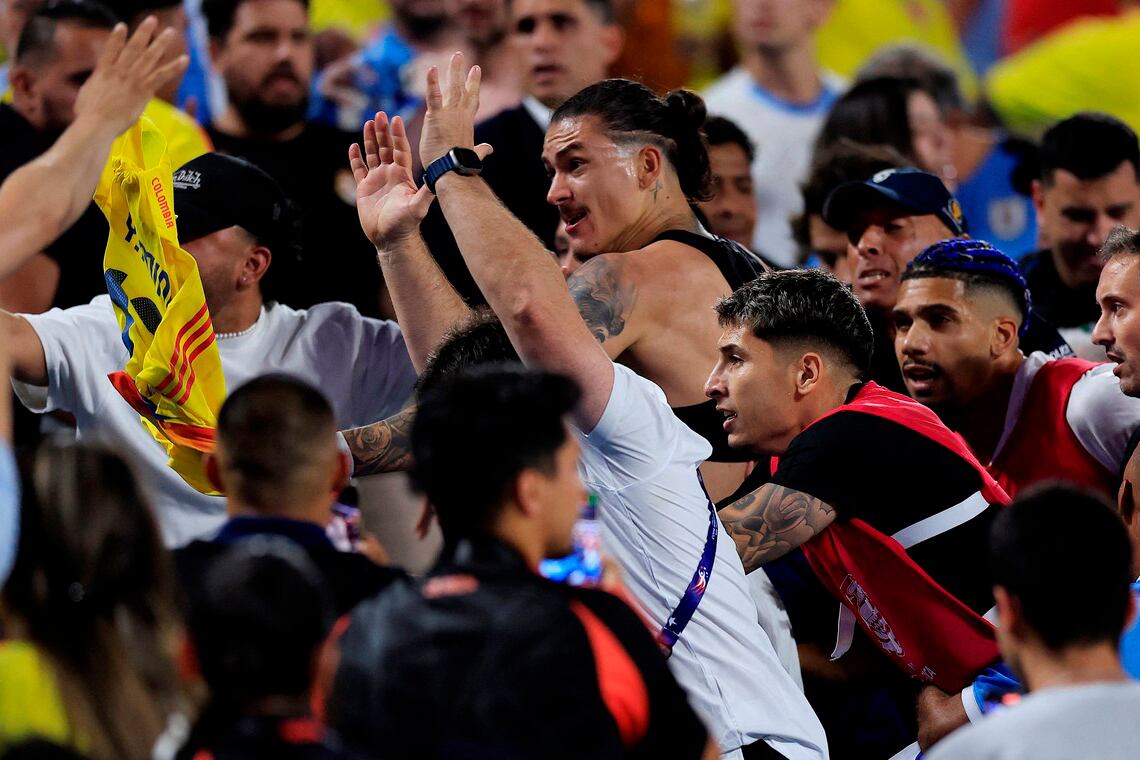 Núñez se peleó con los hinchas colombianos