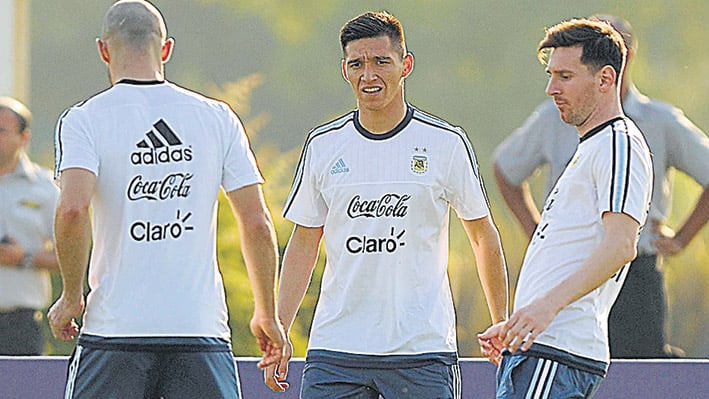 El capitán Messi y Kranevitter, quien volvió a ser convocado a la Selección.