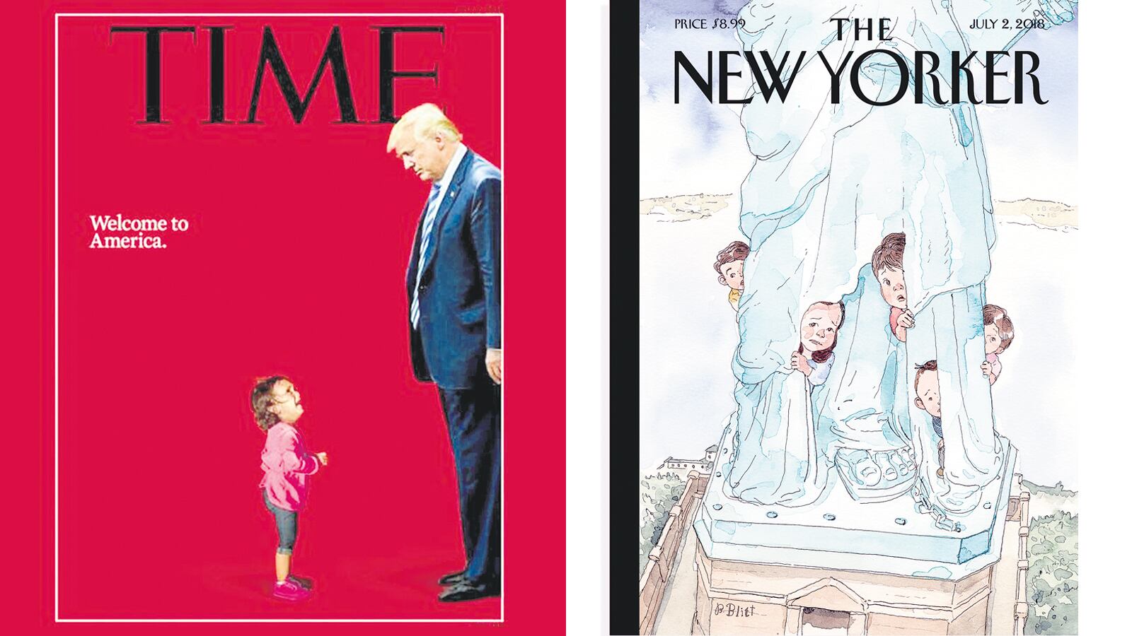 Las tapas de Time y The New Yorker ironizan sobre el trato que Trump les da a los inmigrantes.