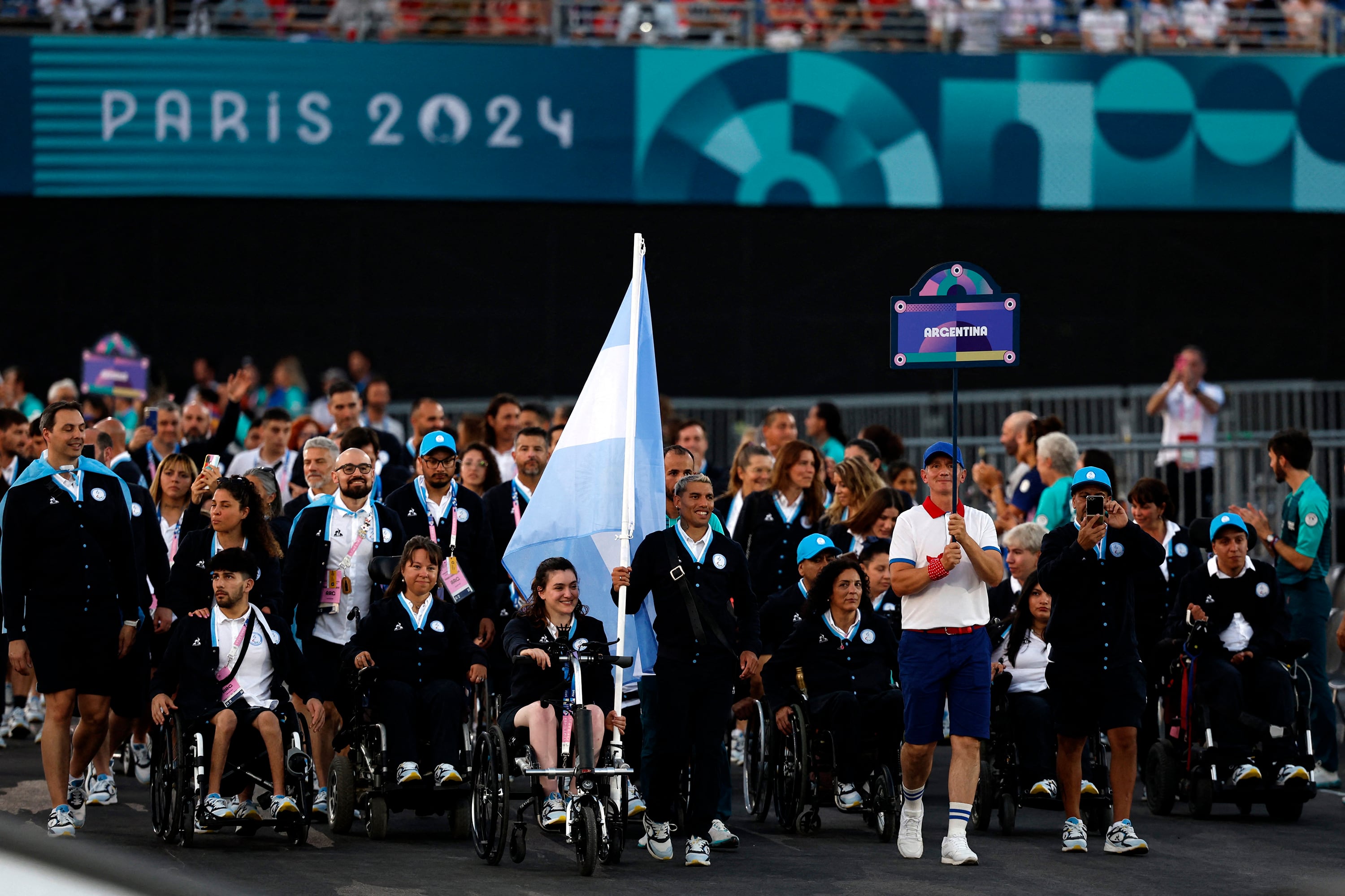 La delegación argentina durante la ceremonia de inauguración de este miércoles.