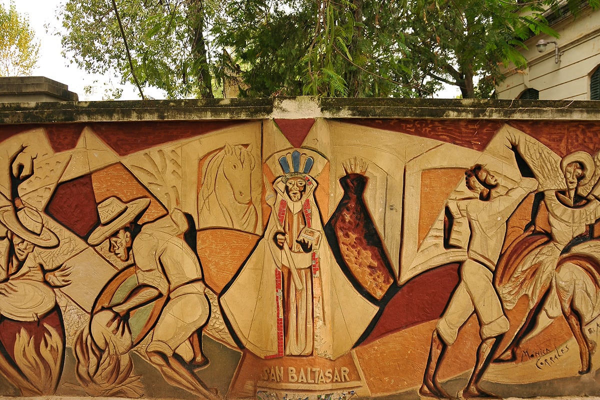 Mural en honor a San Baltasar en el barrio Camba Cuá en la Ciudad de Corrientes