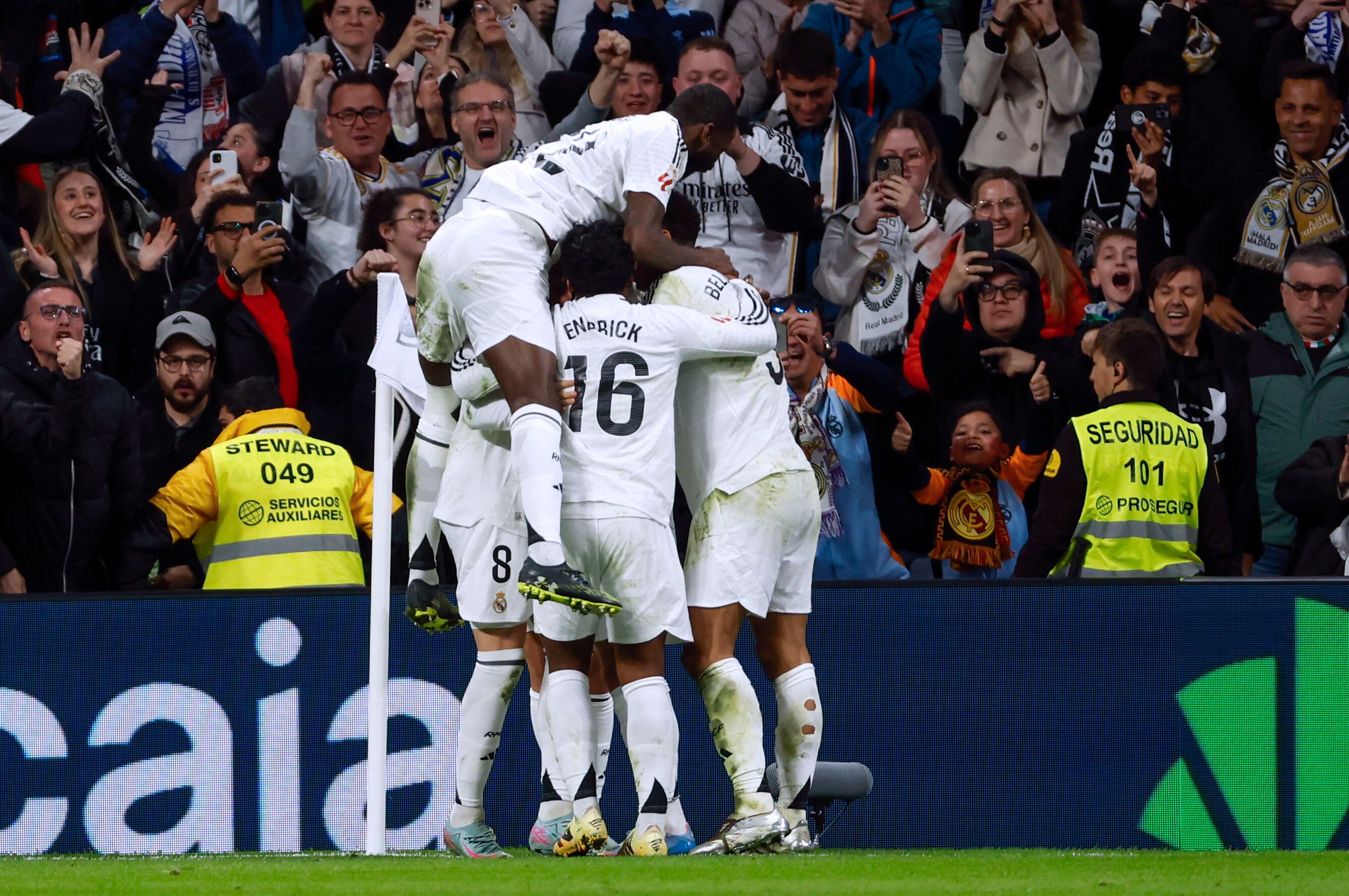 Los jugadores del Real Madrid en el festejo
