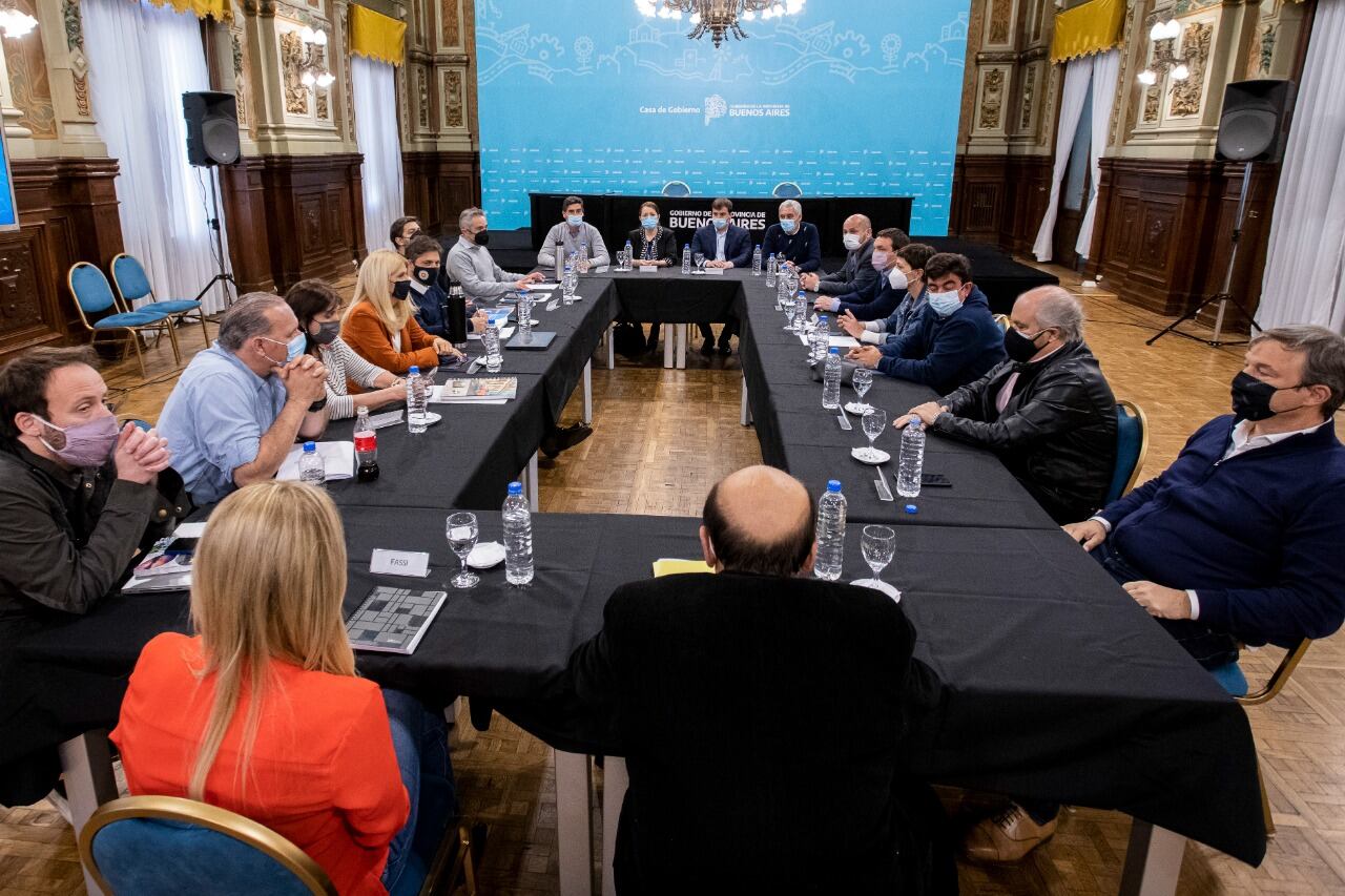 Reunión de intendentes con Axel Kicillof, en la mañana del miércoles.
