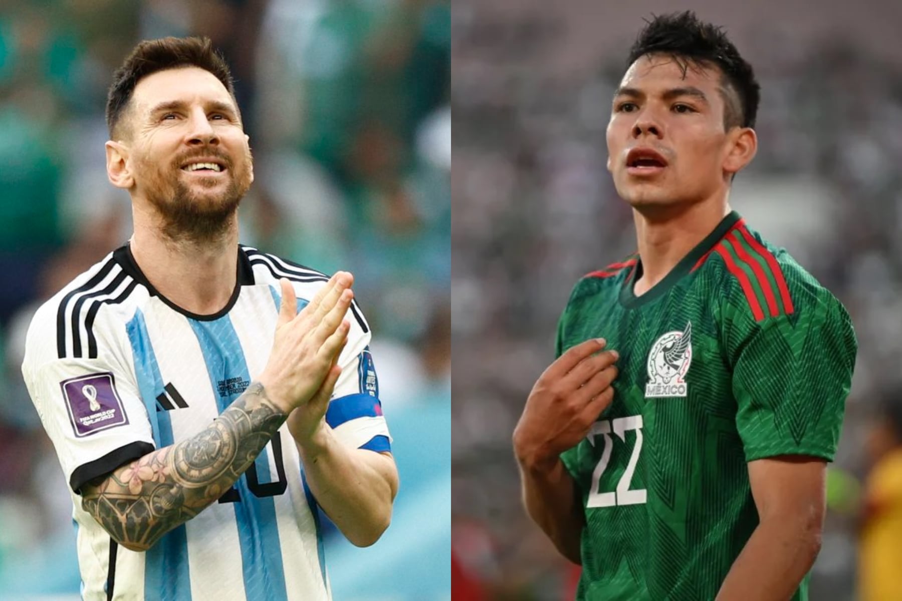 Lionel Messi y Hirving Lozano, estrella del seleccionado mexicano. Imagen: EFE/AFP