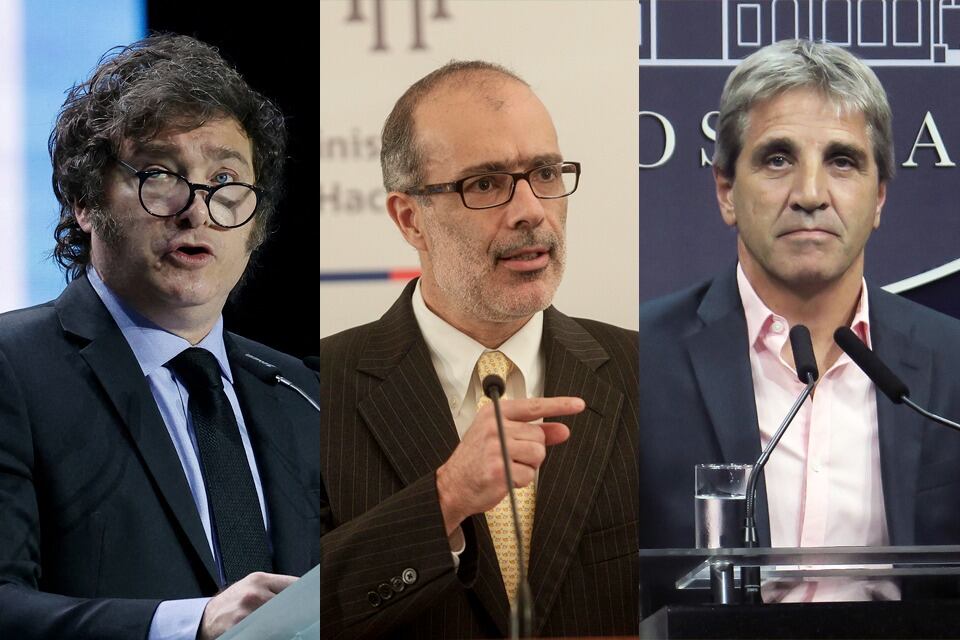 Milei, el chileno Valdés y el ministro Caputo. ¿Lograrán un favor de Georgieva?