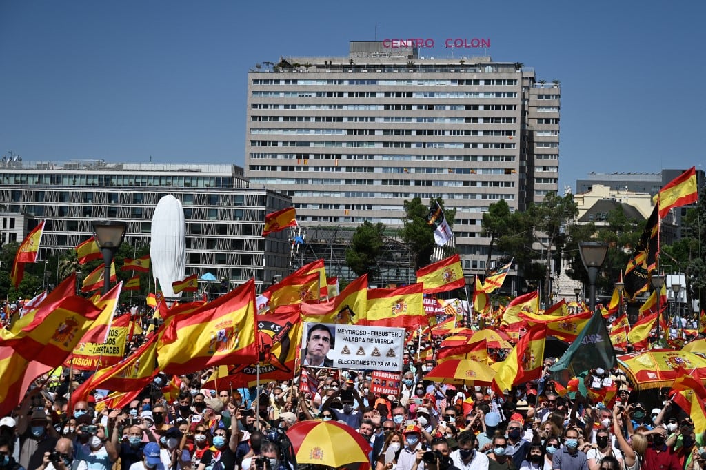 Unas 126.000 personas según la Policía se manifestaron en la céntrica plaza madrileña de Colón.