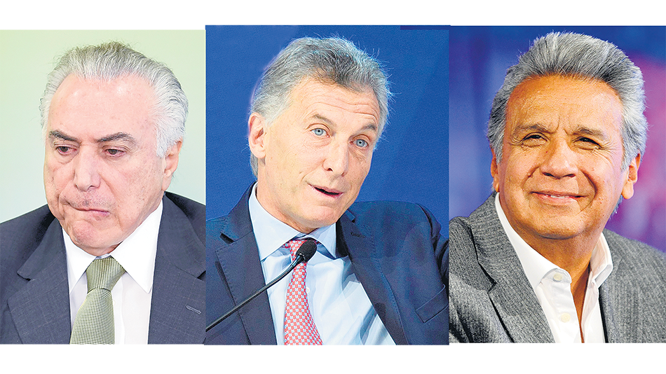 Michel Temer, Mauricio Macri y Lenín Moreno