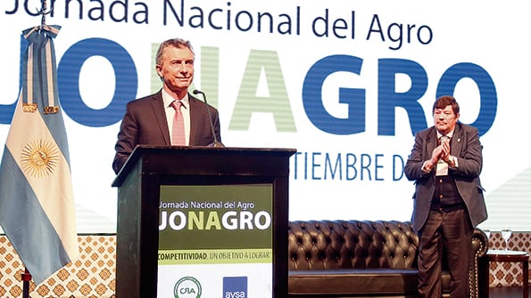Mauricio Macri en la Jornada Anual del Agro. Defensa de la agroexportación y de la gran empresa.