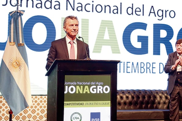 Mauricio Macri en la Jornada Anual del Agro. Defensa de la agroexportación y de la gran empresa.