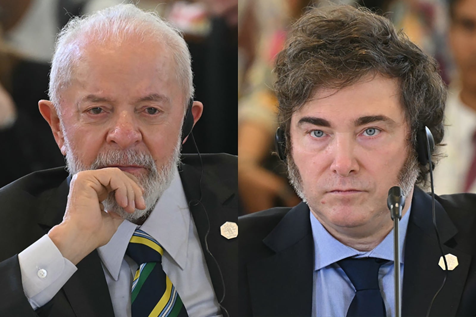Lula da Silva, presidente de Brasil, junto a Javier Milei, su par argentino.