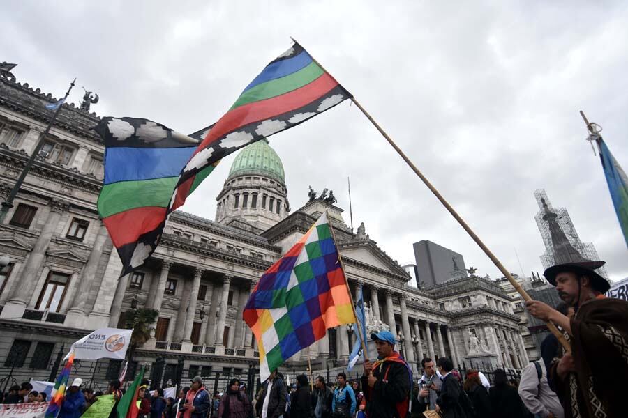 En las afueras del Congreso hubo una concentración para reclamar la prórroga de la Emergencia Territorial.
