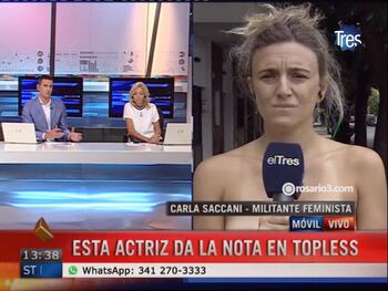 El martes, Saccani estuvo en De 12 a 14, y si bien hizo la nota en tetas, no se vio.