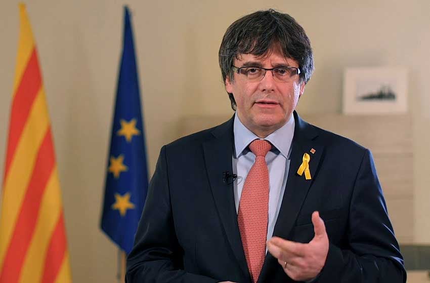 Puigdemont, antes de su detención en Alemania, cuando dirigió un mensaje a los catalanes desde Bélgica.
