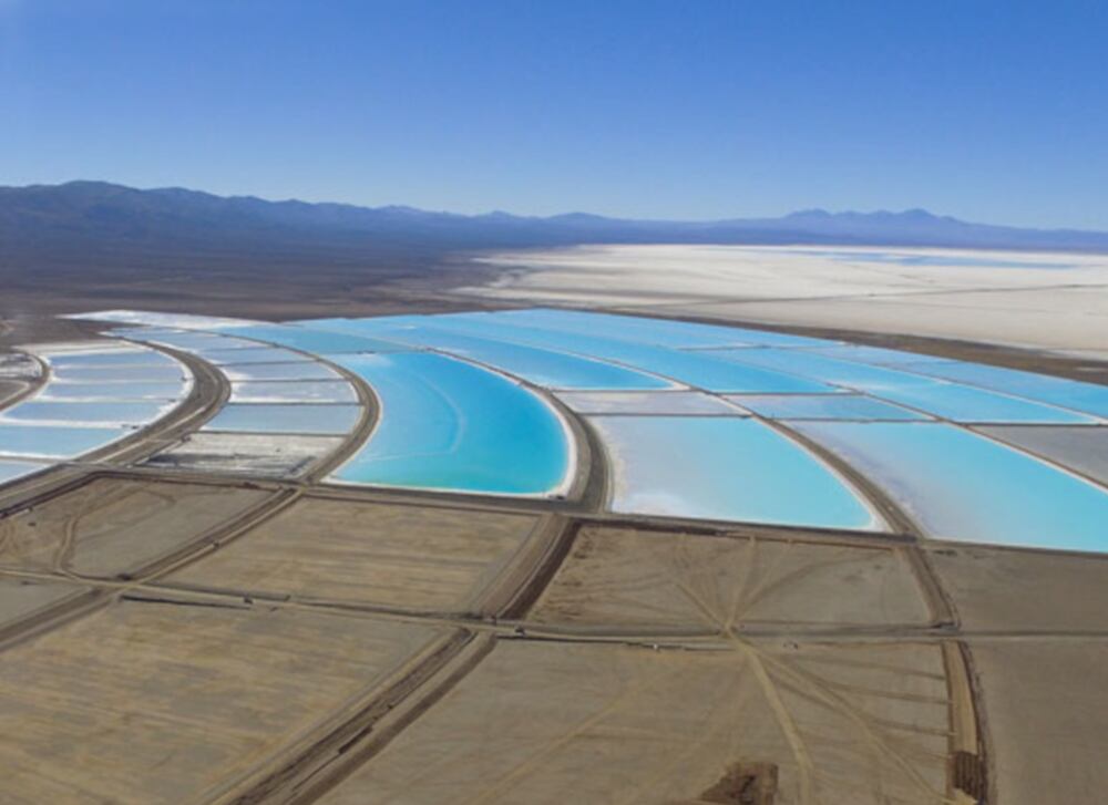 Piletones de litio en el Salar de Olaroz. 