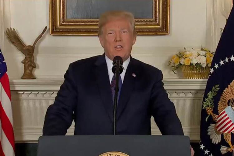 Trump, anoche, al anunciar el bombardeo sobre Siria.