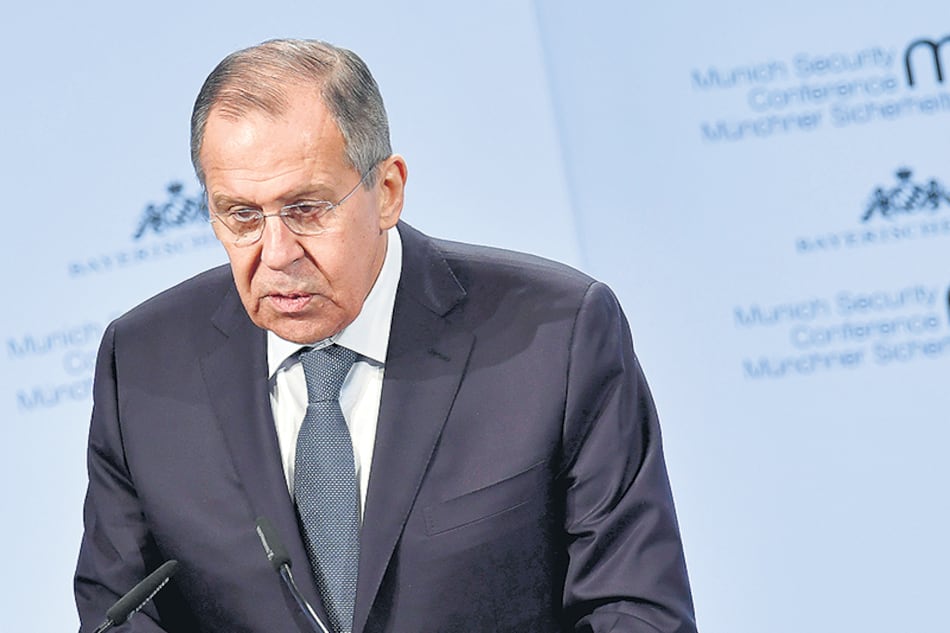 El canciller ruso contesta preguntas después de su discurso ante el foro de seguridad MSC en Munich, Alemania.