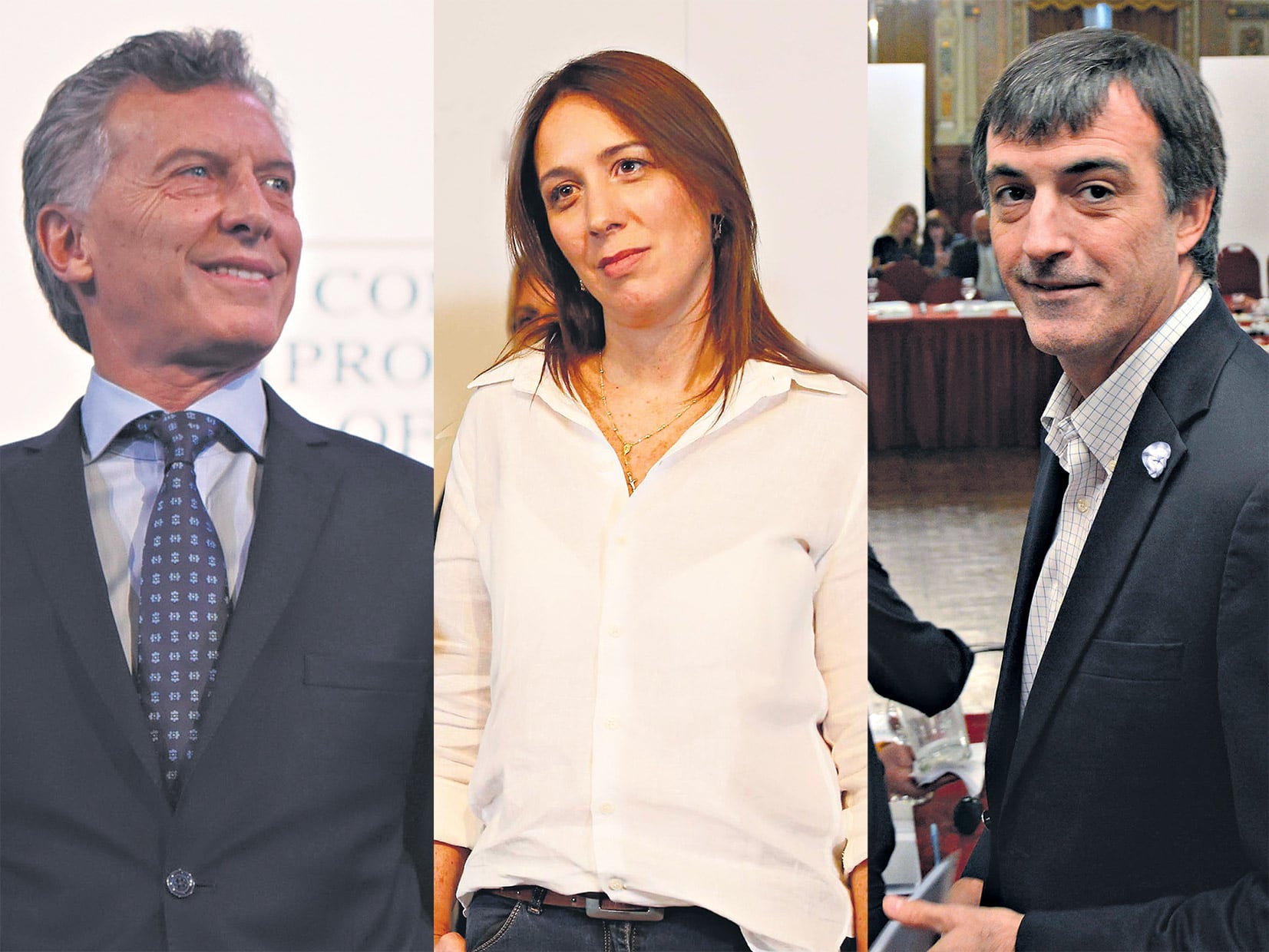 El presidente Mauricio Macri, la gobernadora bonaerense María Eugenia Vidal y el ministro de Educación nacional Esteban Bullrich.