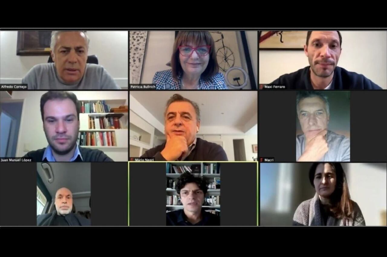 Los principales referentes de Juntos por el Cambio participaron de una videoconferencia para poner paños fríos en el clima de confrontación dentro de la coalición opositora durante la campaña.