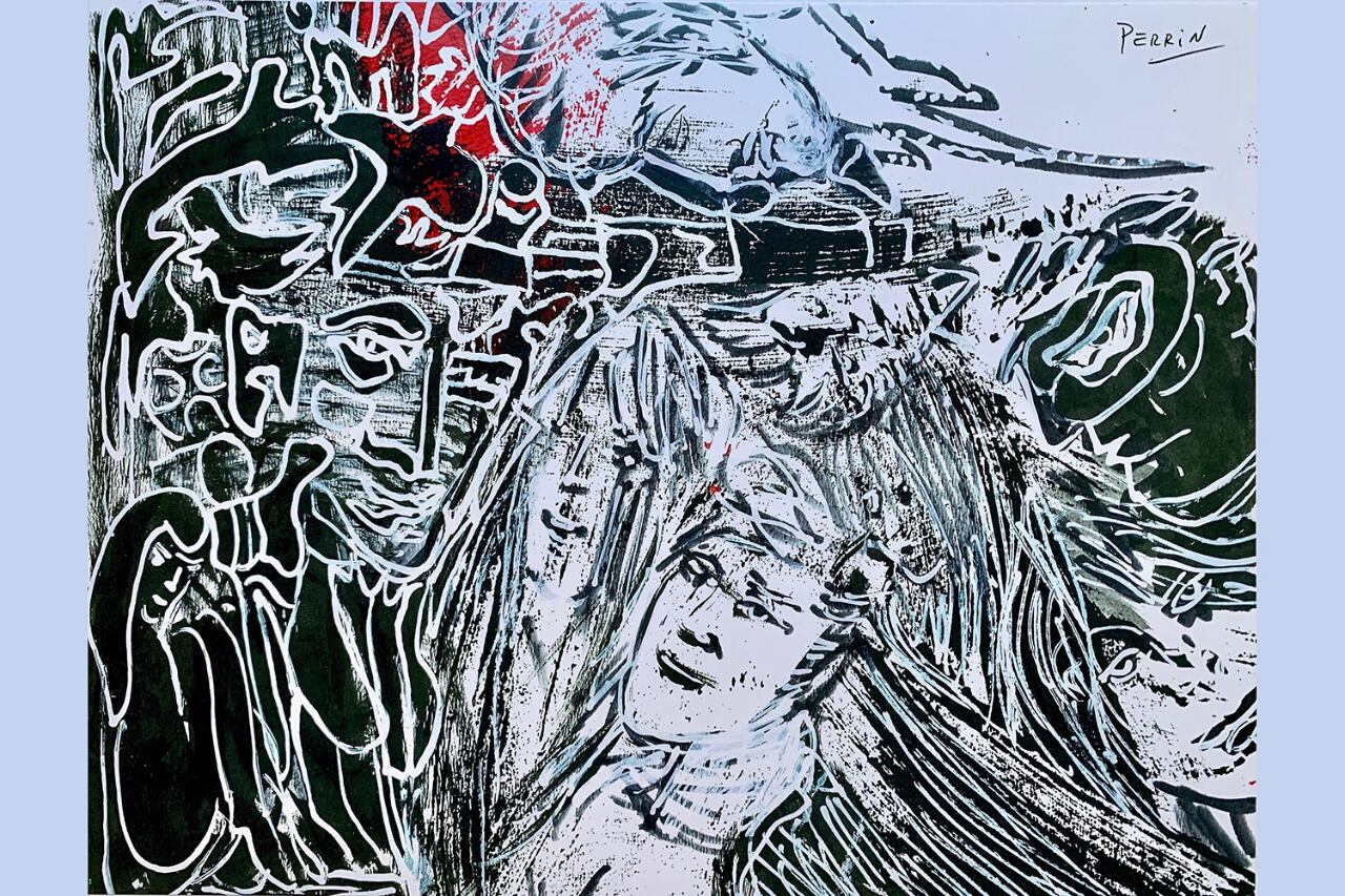 Una de las obras de González Perrin incluida en el libro. Abajo: Otra obra del artista que forma parte del libro.