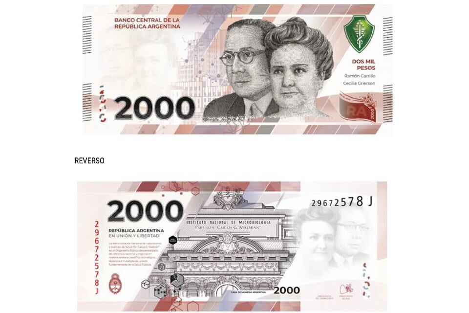 El nuevo billete de $2.000 conmemora el desarrollo de la ciencia y de la medicina en Argentina.