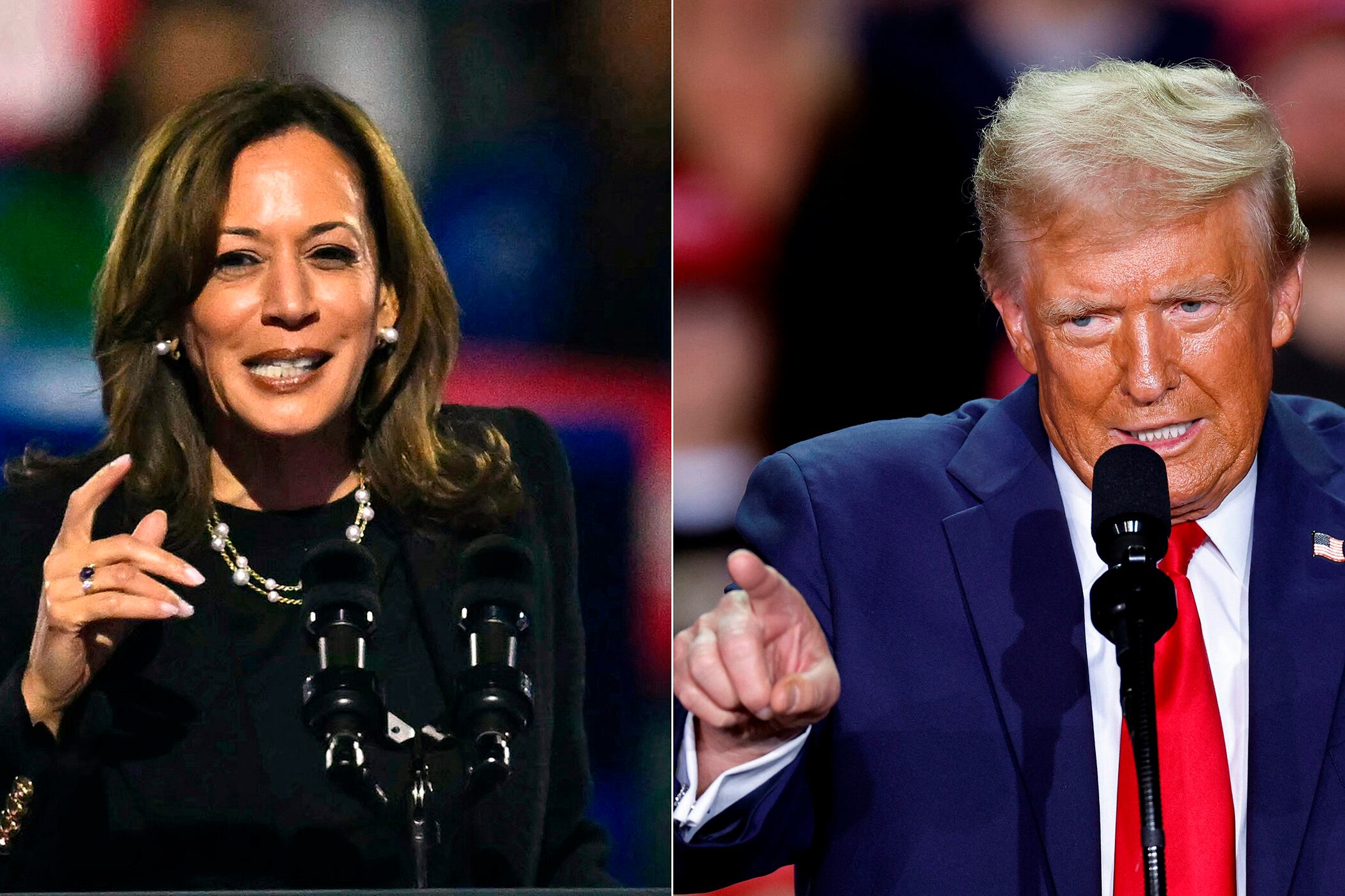 Kamala Harris y Donald Trump aguaran buenas noticias de los estados bisagra.