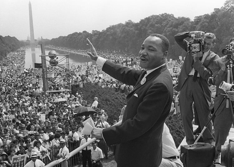 Luther King durante la histórica marcha sobre Washington en agosto de 1963.