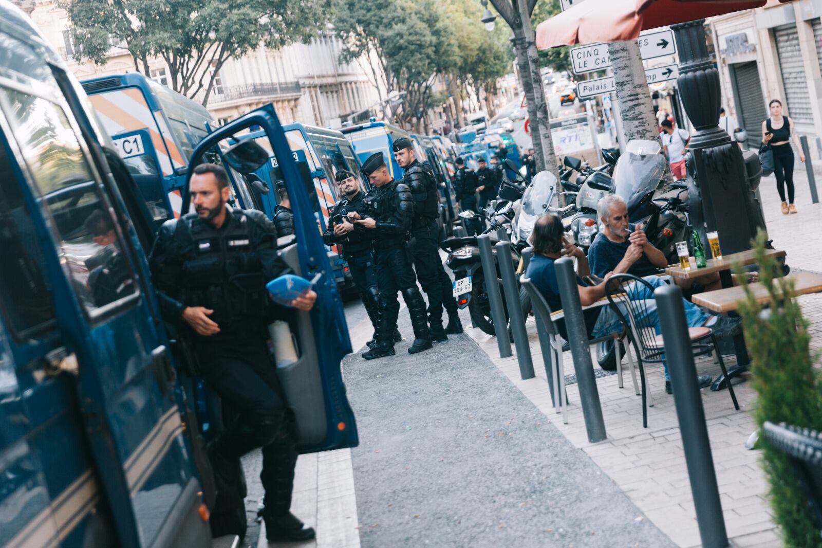 Despliegue policialen Marsella después de una protesta.